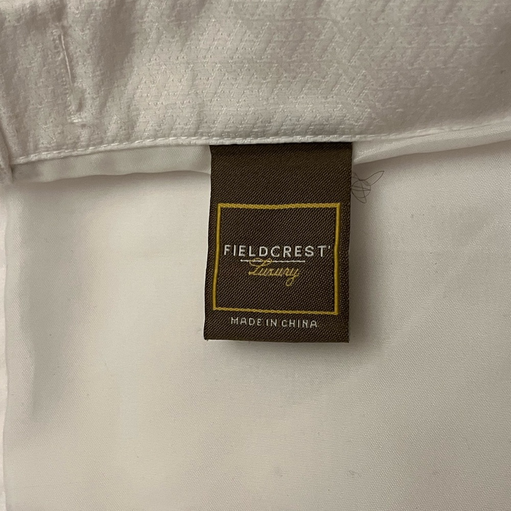 Fieldcrest Luxury White W/ chocolate stripe shower curtain
